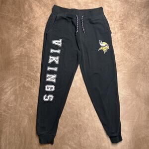 NFL Team Apparel Minnesota Vikings Logo Sweatpants Joggers Black Sporty Football